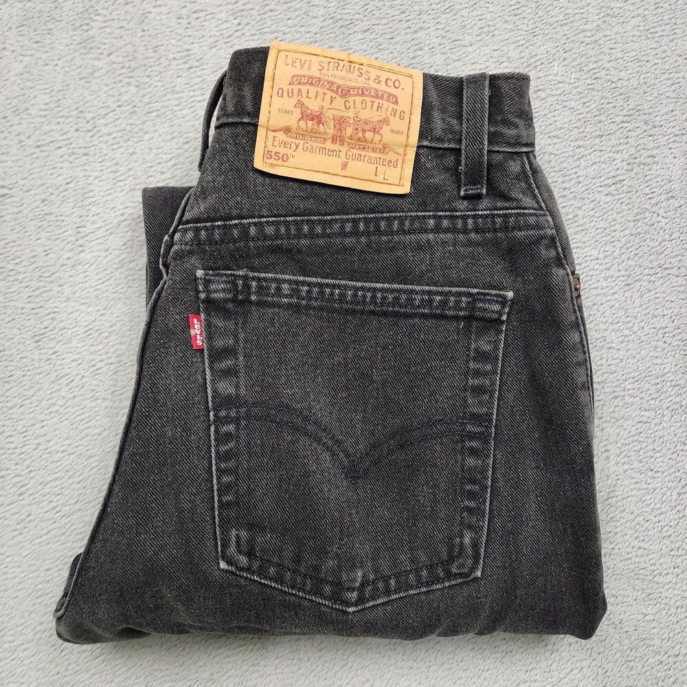 Levis Womens 10 MIS L Black 550 Jeans 100% Cotton Made in USA Relaxed Fit